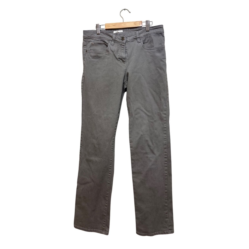 Eileen Fisher Gray Slim Straight Leg Stretch Cotton Pants Made in Portugal